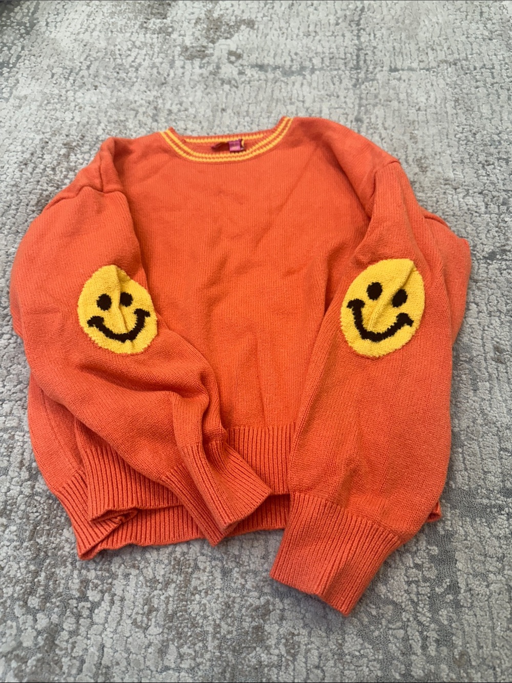 Orange Smile Elbow-Patch Sweater - Women